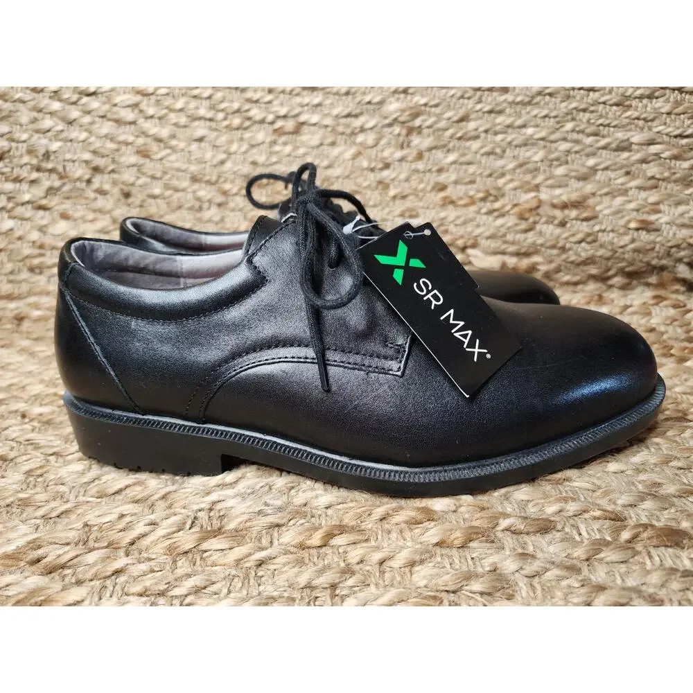 SR Max SRM3500 Mens 9.5 Black Arlington Slip Resistant Leather Dress Work Shoes
